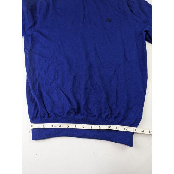 Brooks Brothers 346 Men's 100% Extra Fine Merino Wool Blue Sweater Medium - Picture 7 of 8